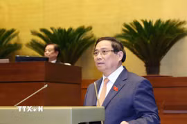 Thủ tướng Phạm Minh Chính trình bày Báo cáo của Chính phủ. (Ảnh: Phương Hoa/TTXVN)