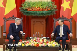 Tổng Bí thư Tô Lâm hội kiến Nhà Vua Bỉ Philippe. (Ảnh: Thống Nhất/TTXVN)