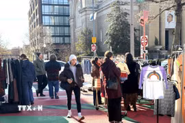 Người dân mua sắm tại một khu chợ đồ cũ cuối tuần ở trung tâm thủ đô Washington D.C. (Ảnh: Ngọc Quang/TTXVN)