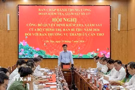 Đồng chí Nguyễn Duy Ngọc, Ủy viên Bộ Chính trị, Bí thư Trung ương Đảng, Trưởng Ban Tổ chức Trung ương phát biểu tại Hội nghị. (Ảnh: Thanh Liêm/TTXVN)