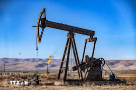 Giá dầu Brent kỳ hạn giảm 1,12 USD, tương đương 1,7%, xuống 66,37 USD/thùng. (Ảnh: AFP/TTXVN)