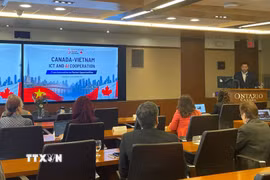 Hội thảo “Hợp tác ICT và AI Canada-Việt Nam: Từ đổi mới sáng tạo đến cơ hội thị trường.” (Ảnh minh họa: TTXVN phát)