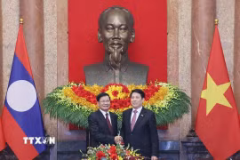 Chủ tịch nước Lương Cường hội đàm với Tổng Bí thư, Chủ tịch nước Lào Thongloun Sisoulith thăm cấp Nhà nước tới Việt Nam. (Ảnh: Lâm Khánh/TTXVN)
