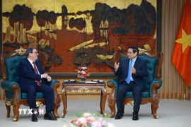 Thủ tướng Phạm Minh Chính tiếp đồng chí Bruno Rodríguez Parrilla, Ủy viên Bộ Chính trị, Đặc phái viên Đảng, Chính phủ Cuba, Bộ trưởng Bộ Ngoại giao Cuba. (Ảnh: Dương Giang/TTXVN)