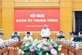 Tổng Bí thư Tô Lâm, Bí thư Quân ủy Trung ương phát biểu. (Ảnh: TTXVN phát)