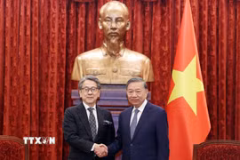 Tổng Bí thư, Chủ tịch nước Tô Lâm tiếp ông Maeda Tadashi, Chủ tịch Hội đồng quản trị Ngân hàng Hợp tác Quốc tế Nhật Bản (JBIC). (Ảnh: Thống Nhất/TTXVN)