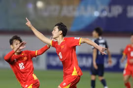 Gia Bảo ghi bàn mang về 1 điểm quý giá cho U17 Việt Nam trước U17 Nhật Bản. (Nguồn: VFF)