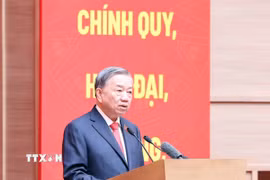 Tổng Bí thư Tô Lâm phát biểu chỉ đạo tại Đại hội đại biểu Đảng bộ Công an Trung ương lần thứ VIII, nhiệm kỳ 2025-2030. (Ảnh: Thống Nhất/TTXVN)