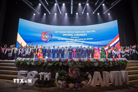 Các Bộ trưởng Ngoại giao ASEAN chụp ảnh chung tại Lễ khai mạc Hội nghị Bộ trưởng Ngoại giao ASEAN lần thứ 58 (AMM-58). (Ảnh: TTXVN phát)