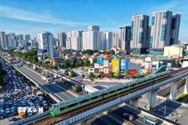 Tuyến đường sắt đô thị Cát Linh-Hà Đông (Hà Nội). (Ảnh: Tuấn Anh/TTXVN)