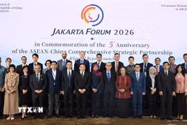 Các đại biểu tham dự Diễn đàn Jakarta 2026 kỷ niệm 5 năm Quan hệ Đối tác Chiến lược Toàn diện ASEAN - Trung Quốc. (Ảnh: Minh Thái/TTXVN)