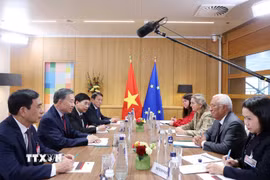 Tổng Bí thư, Chủ tịch nước Tô Lâm hội đàm với Chủ tịch Hội đồng châu Âu Antonio Costa. (Ảnh: Thống Nhất/TTXVN)