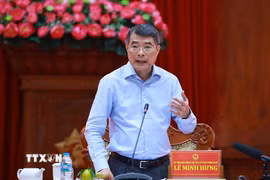 Thủ tướng Lê Minh Hưng kết luận buổi làm việc với Ban Thường vụ Tỉnh uỷ Đồng Tháp. (Ảnh: Dương Giang/TTXVN)