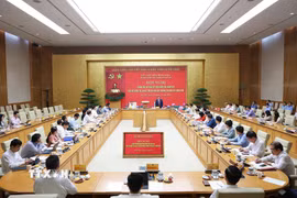 Hội nghị thông qua dự thảo kết quả kiểm tra, giám sát của Bộ Chính trị, Ban Bí thư đối với Ban Thường vụ Đảng ủy Chính phủ. (Ảnh: Dương Giang/TTXVN)