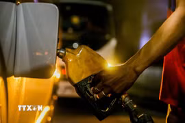 Bơm xăng cho phương tiện tại trạm xăng. (Ảnh: THX/TTXVN)