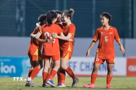 U20 nữ Việt Nam xác định được đối thủ tại vòng chung kết U20 nữ châu Á 2026. (Ảnh: Minh Quyết/TTXVN)