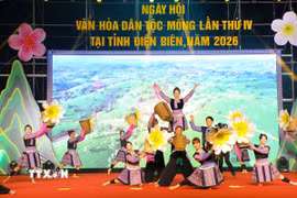 Một tiết mục văn nghệ tại đêm bế mạc. (Ảnh: Phan Quân/TTXVN)