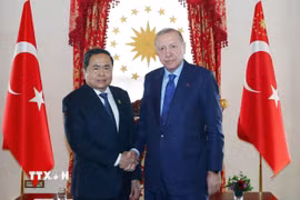 Chủ tịch Quốc hội Trần Thanh Mẫn hội kiến Tổng thống Thổ Nhĩ Kỳ Recep Tayyip Erdogan. (Ảnh: TTXVN)