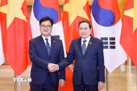 Chủ tịch Quốc hội Trần Thanh Mẫn chủ trì lễ đón Chủ tịch Quốc hội Hàn Quốc Woo Won Shik thăm chính thức Việt Nam tháng 11/2025. (Ảnh: Doãn Tấn/TTXVN)