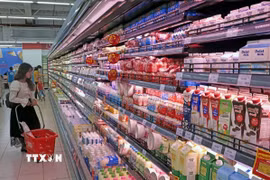 Khách lựa chọn hàng hóa tại siêu thị. (Ảnh: Trần Việt/TTXVN)