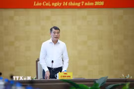 Thủ tướng Lê Minh Hưng làm việc với Ban Thường vụ Tỉnh ủy Lào Cai. (Ảnh: Dương Giang/TTXVN)