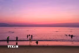Vẻ đẹp lúc bình minh trên biển Bình Sơn (thành phố Phan Rang-Tháp Chàm, Ninh Thuận). (Ảnh: Nguyễn Thành/TTXVN)