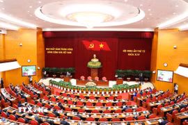 Phiên bế mạc Hội nghị lần thứ tư Ban Chấp hành Trung ương Đảng khóa XIV. (Ảnh: Phương Hoa/TTXVN)