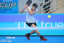 Trịnh Linh Giang thi đấu tại giải PPA Asia 1000 - MB Hanoi Cup 2026. (Ảnh: Minh Quyết/TTXVN)