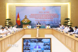 Thủ tướng Phạm Minh Chính chủ trì Hội nghị triển khai Nghị quyết của Quốc hội về thí điểm một số cơ chế, chính sách đặc thù phát triển nhà ở xã hội. (Ảnh: Dương Giang/TTXVN)
