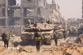 Binh sỹ Israel tham gia chiến dịch quân sự tại Dải Gaza. (Ảnh: THX/TTXVN)