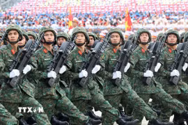 Khối chiến sỹ Tác chiến điện tử. (Ảnh: Lâm Khánh/TTXVN)