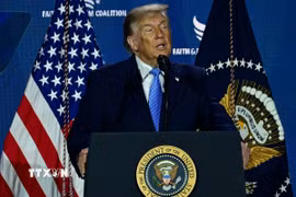 Tổng thống Mỹ Donald Trump phát biểu tại Washington, D.C. (Ảnh: AA/TTXVN phát)