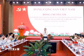 Tổng Bí thư, Chủ tịch nước Tô Lâm làm việc với Ban Thường vụ Tỉnh ủy Sơn La. (Ảnh: Thống Nhất/TTXVN)