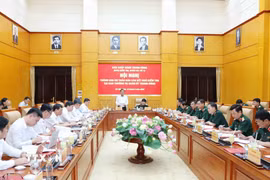 Quang cảnh hội nghị thông báo dự thảo báo cáo kết quả kiểm tra (Đợt 2) với Ban Thường vụ Quân ủy Trung ương. (Ảnh: Phương Hoa/TTXVN)