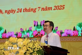 Ông Nguyễn Thanh Nghị, Phó Bí thư thường trực Thành ủy Thành phố Hồ Chí Minh phát biểu tại kỳ họp. (Ảnh: Thanh Vũ/TTXVN)