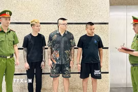 Các đối tượng bị khởi tố. (Ảnh: Nguyễn Nam/TTXVN/Phát)