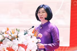 Phó Bí thư Thành ủy Hà Nội, Chủ tịch HĐND thành phố Hà Nội Phùng Thị Hồng Hà phát biểu. (Ảnh: Doãn Tấn/TTXVN)