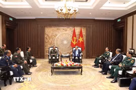 Tổng Bí thư, Chủ tịch nước Tô Lâm tiếp Đại tướng Tea Seiha, Ủy viên Ban Thường vụ CPP, Phó Thủ tướng, Bộ trưởng Quốc phòng Campuchia. (Ảnh: Thống Nhất/TTXVN)