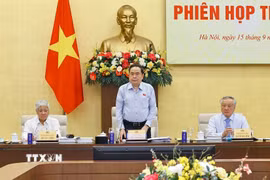 Chủ tịch Quốc hội Trần Thanh Mẫn, Chủ tịch Hội đồng Bầu cử quốc gia phát biểu. (Ảnh: Doãn Tấn/TTXVN)