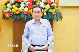 Chủ tịch Quốc hội Trần Thanh Mẫn, Chủ tịch Hội đồng Bầu cử quốc gia phát biểu. (Ảnh: Doãn Tấn/TTXVN)