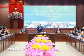 Thủ tướng Phạm Minh Chính chủ trì hội nghị. (Ảnh: Dương Giang/TTXVN)