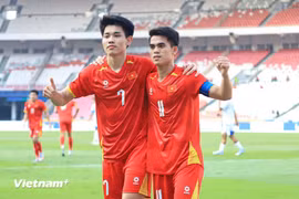 Khuất Văn Khang là đội trưởng U22 Việt Nam, còn đội phó là Đình Bắc. (Ảnh: Việt Anh/Vietnam+)