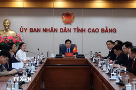 Đoàn đại biểu tỉnh Cao Bằng tham dự hội nghị. (Ảnh: Chu Hiệu/TTXVN)