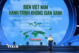 Bộ trưởng Bộ Nông nghiệp và Môi trường Trịnh Việt Hùng phát biểu tại chương trình. (Ảnh: TTXVN phát)