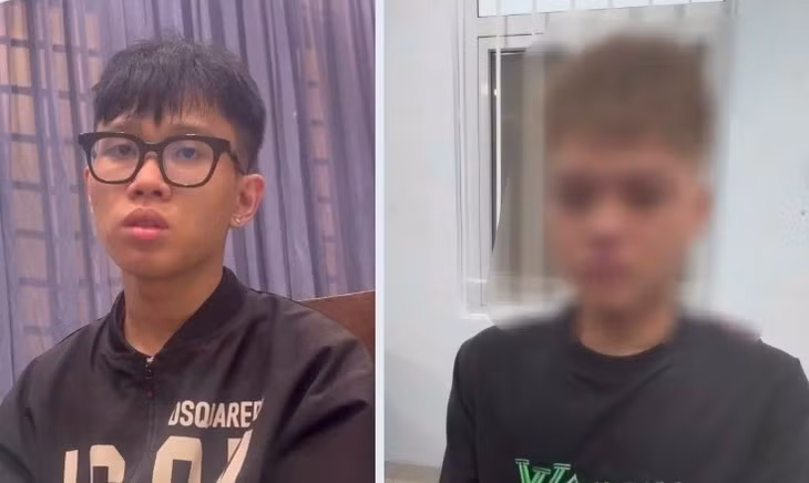 Hai nghi phạm (từ trái qua) là Lợi, V. đã bị công an bắt giữ. (Ảnh: Công an cung cấp)