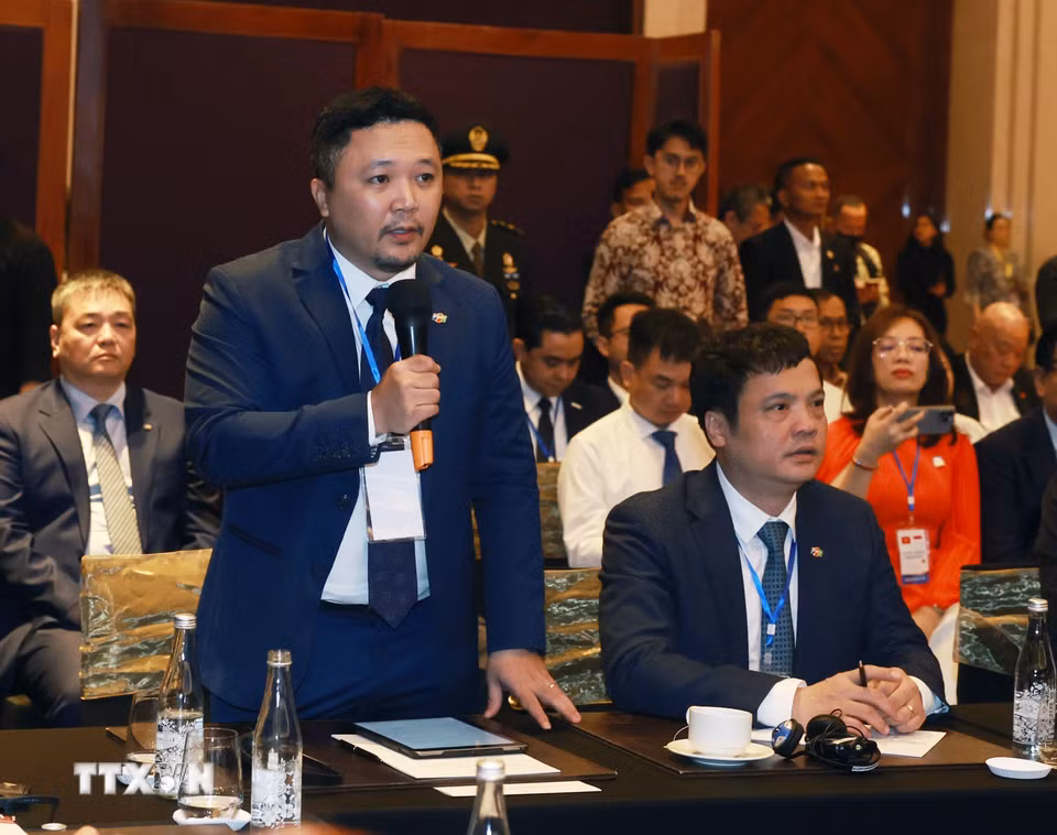 Đại diện doanh nghiệp dự Tọa đàm phát biểu. (Ảnh: Thống Nhất/TTXVN)