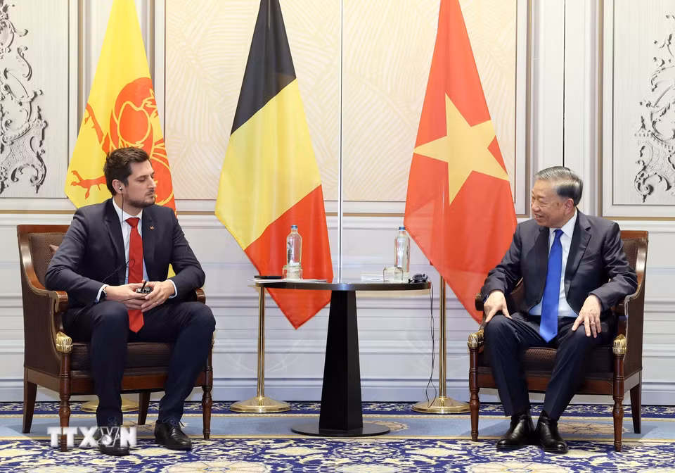 Tổng Bí thư, Chủ tịch nước Tô Lâm tiếp Bộ trưởng, Thủ hiến vùng Wallonie, ông Adrien Dolimont. (Ảnh: Thống Nhất/TTXVN)