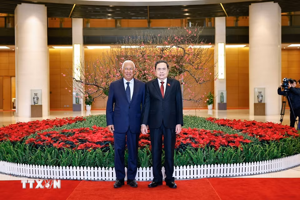 Chủ tịch Quốc hội Trần Thanh Mẫn hội kiến Chủ tịch Hội đồng châu Âu António Costa. (Ảnh: Doãn Tấn/TTXVN)