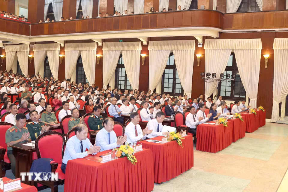 Đại biểu dự Lễ khai giảng năm học mới Học viện Chính trị Quốc gia Hồ Chí Minh. (Ảnh: Phương Hoa/TTXVN)