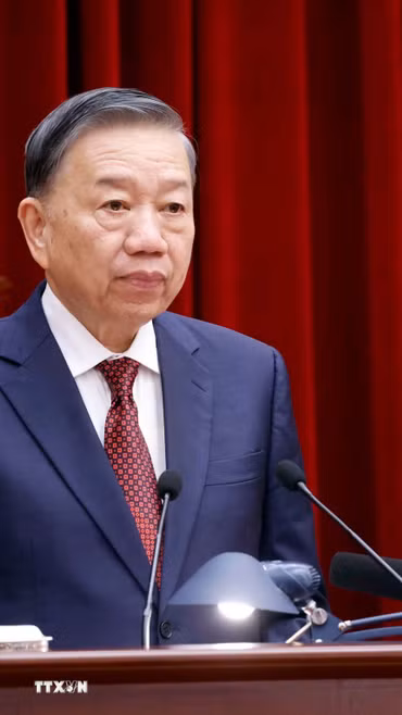 Tổng Bí thư, Chủ tịch nước Tô Lâm phát biểu bế mạc Hội nghị Ban Chấp hành Trung ương Đảng lần thứ 3, khóa XIV. (Ảnh: Thống Nhất/TTXVN)